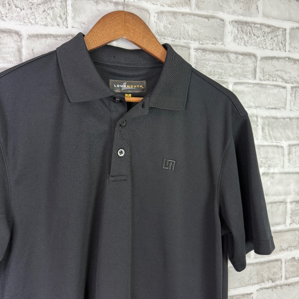 Loudmouth All Black W/Logo Polyester Performance Golf Polo Mens MEDIUM